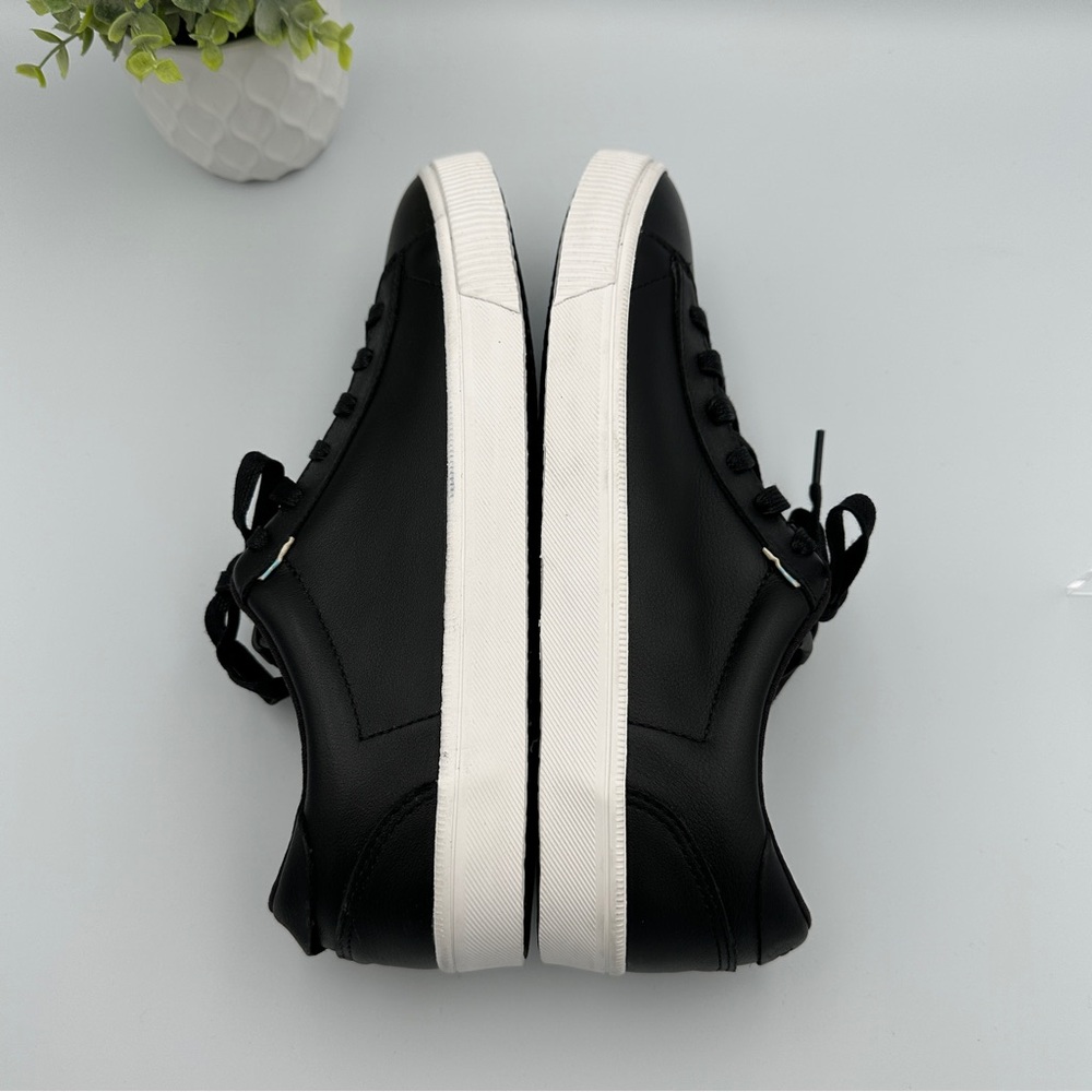 Toms Men's Carlson Black White Leather Shoes Sneakers Size 8 - Picture 7 of 11